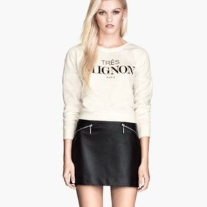 H&M faux leather mini skirt with zips size 6